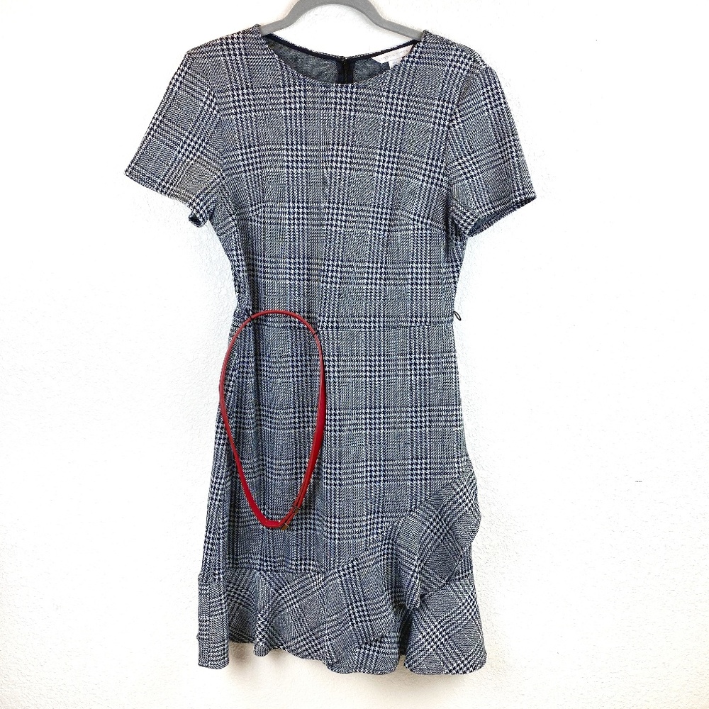 NWOT London Times Glen Check Midi Flare Dress Sz 8